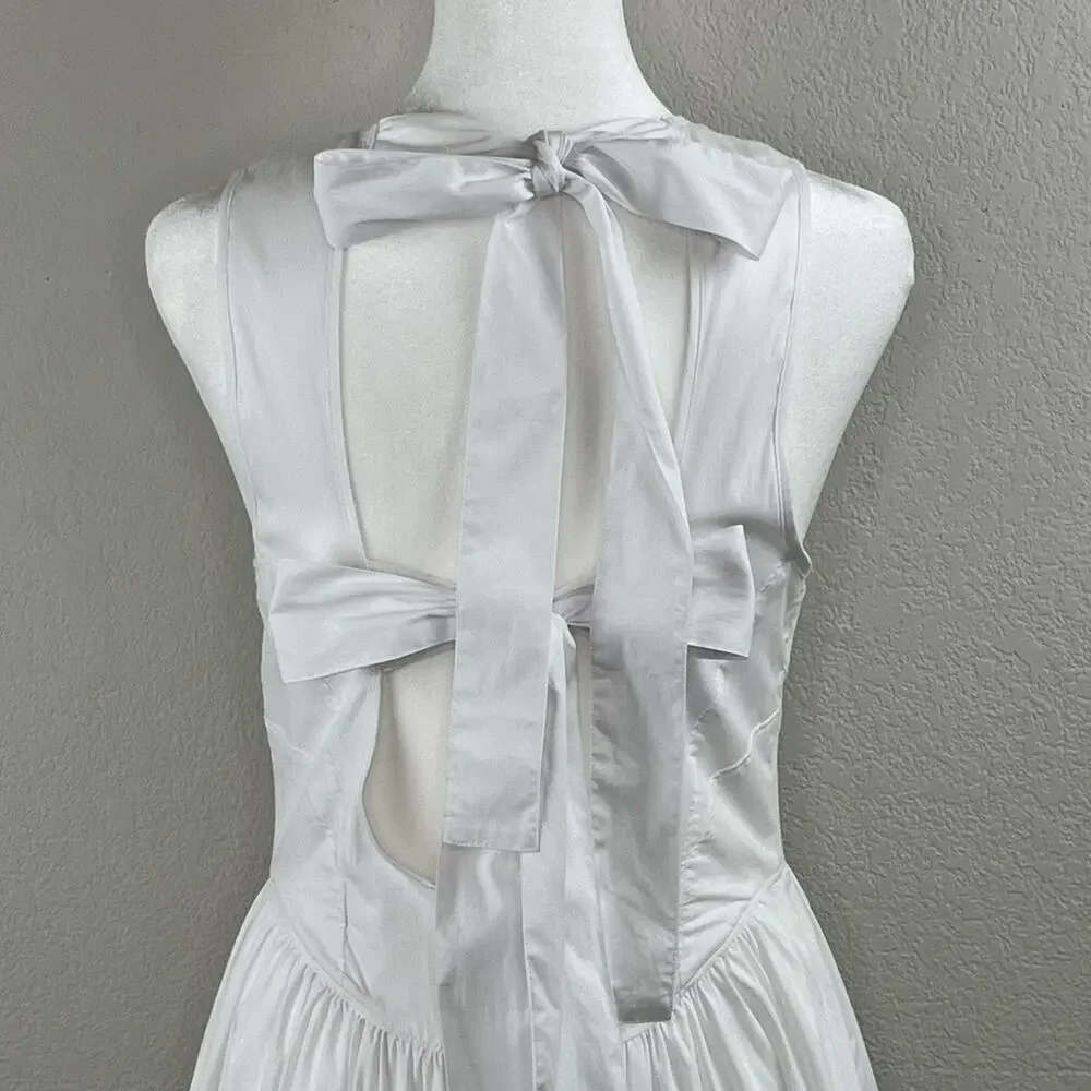 Cinq A Sept White Benita Double Bow Back Sleeveless Crewneck Midi Dress 2 NWOT - Picture 10 of 16